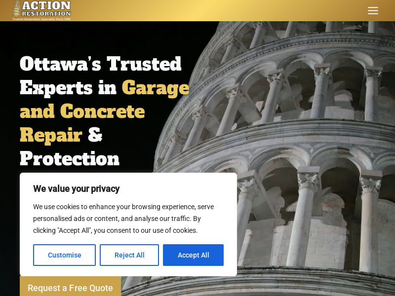 Action Restoration foundation repair website screenshot