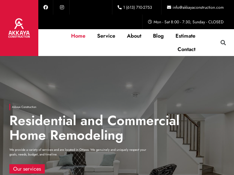 Akkaya Construction website screenshot
