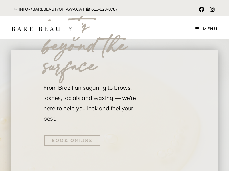 BARE BEAUTY website screenshot