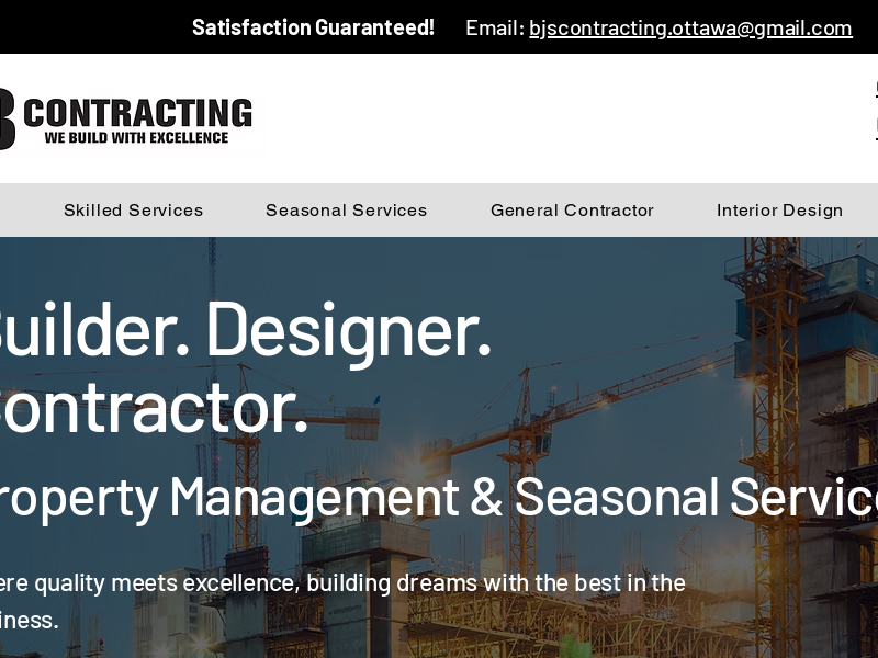 BJ's Contracting website screenshot