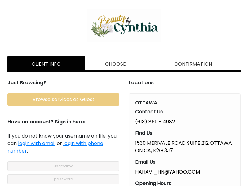 Beauty by Cynthia website screenshot