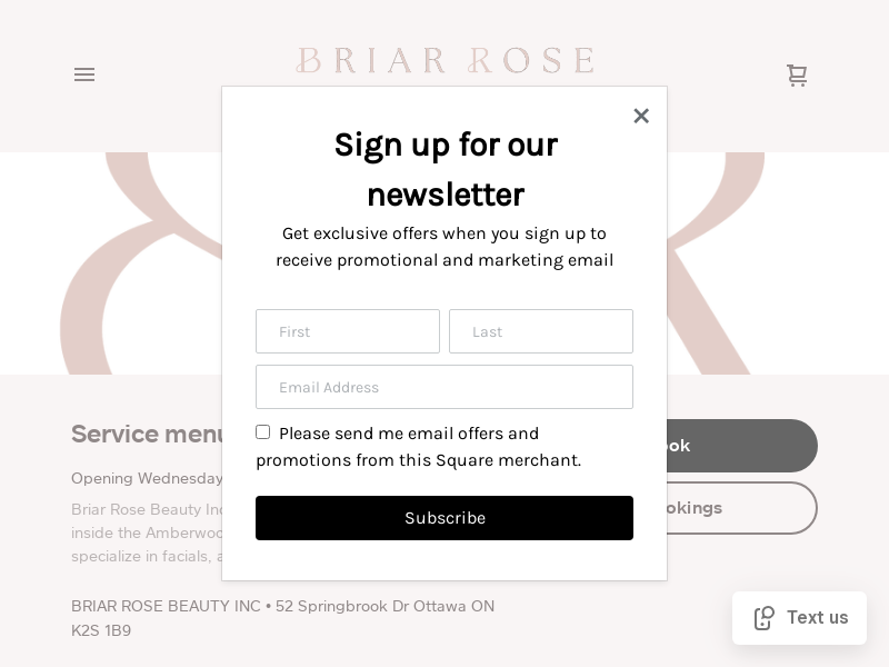 Briar Rose Beauty Inc website screenshot