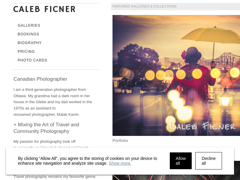 Caleb Ficner website screenshot
