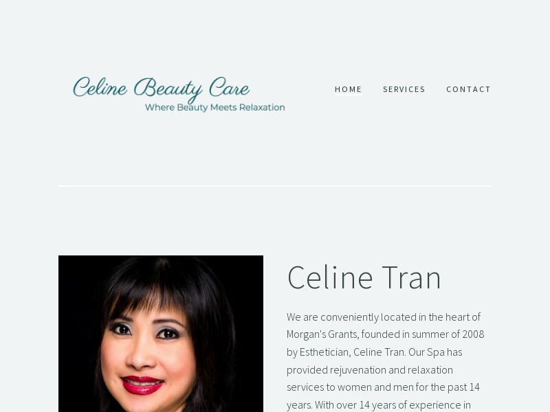 Celine Beauty Care website screenshot