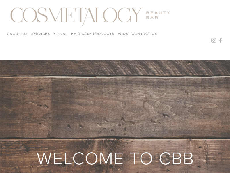COSMETALOGY BEAUTY BAR website screenshot