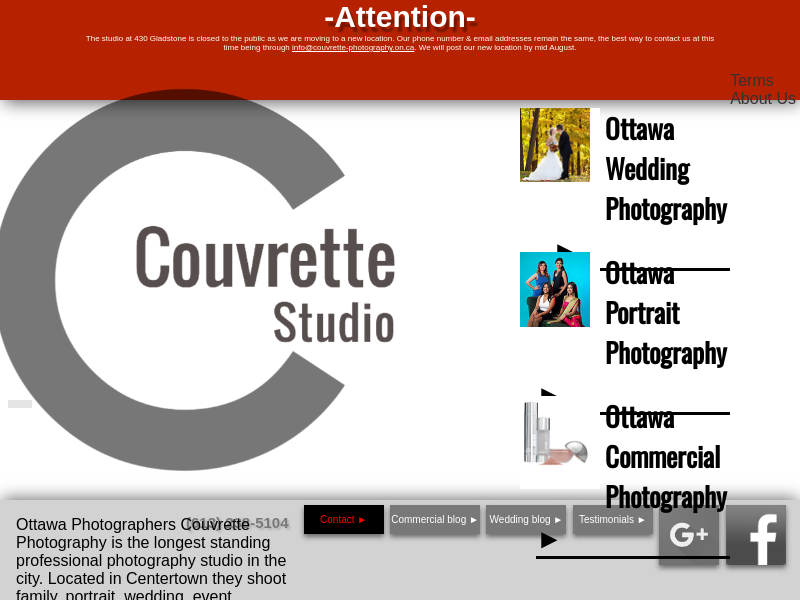 Ottawa Photographer Couvrette Photography by Appointment Only. website screenshot