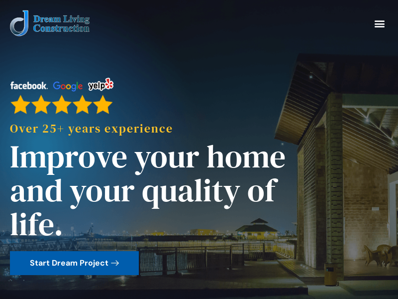 Dream Living Construction - Ottawa Home Renovations website screenshot