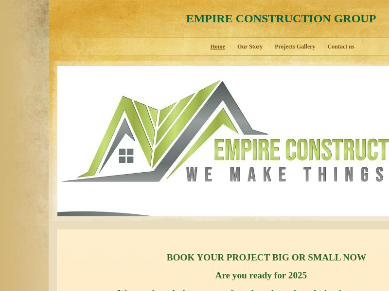 Empire Construction Group website screenshot