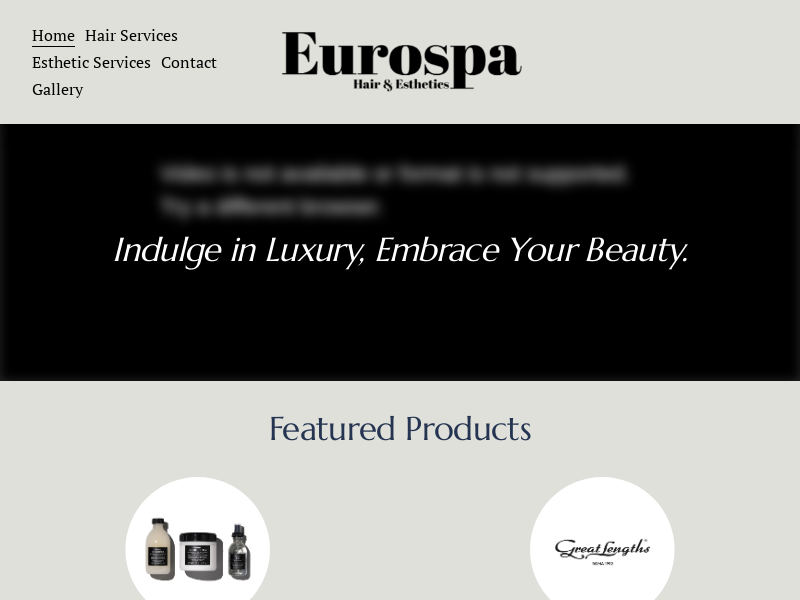 Eurospa Hair & Esthetics website screenshot