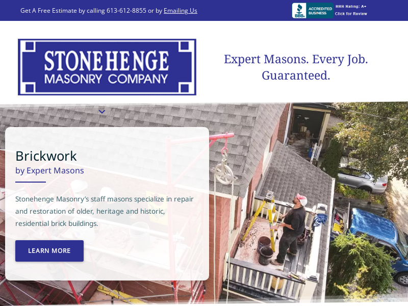 Stonehenge Masonry website screenshot
