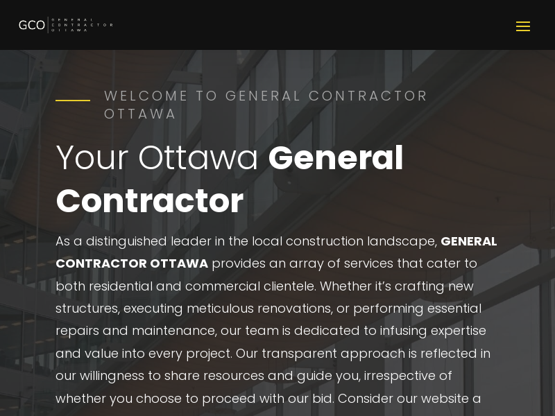 General Contractor Ottawa website screenshot