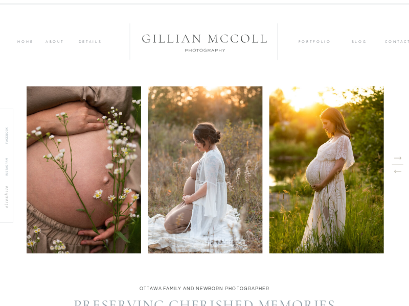 Gillian McColl Photography - Ottawa Family and Newborn Photographer website screenshot