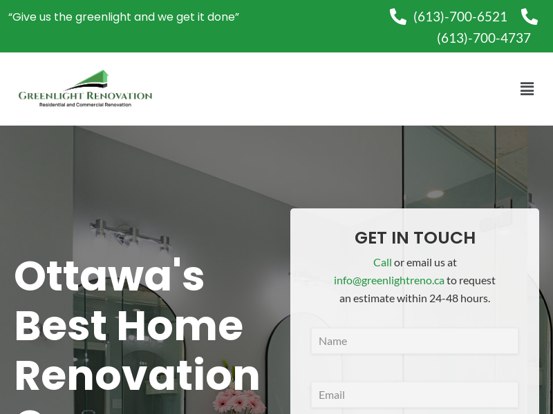 Greenlight Renovation - Ottawa Home Renovations website screenshot