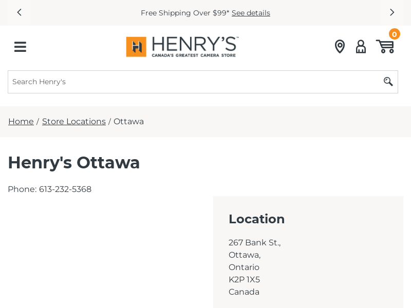 Henry's Camera website screenshot