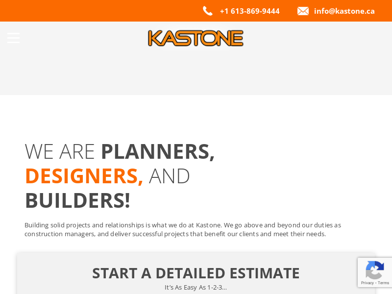Kastone Construction Management website screenshot