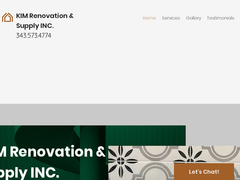 Kim Renovation and Supply Inc. website screenshot