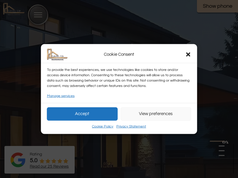 Level Up Home Solutions website screenshot
