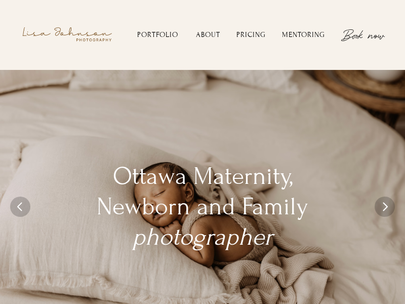 Lisa Johnson Photography website screenshot