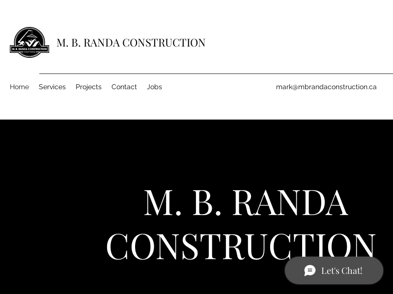 M. B. RANDA CONSTRUCTION website screenshot