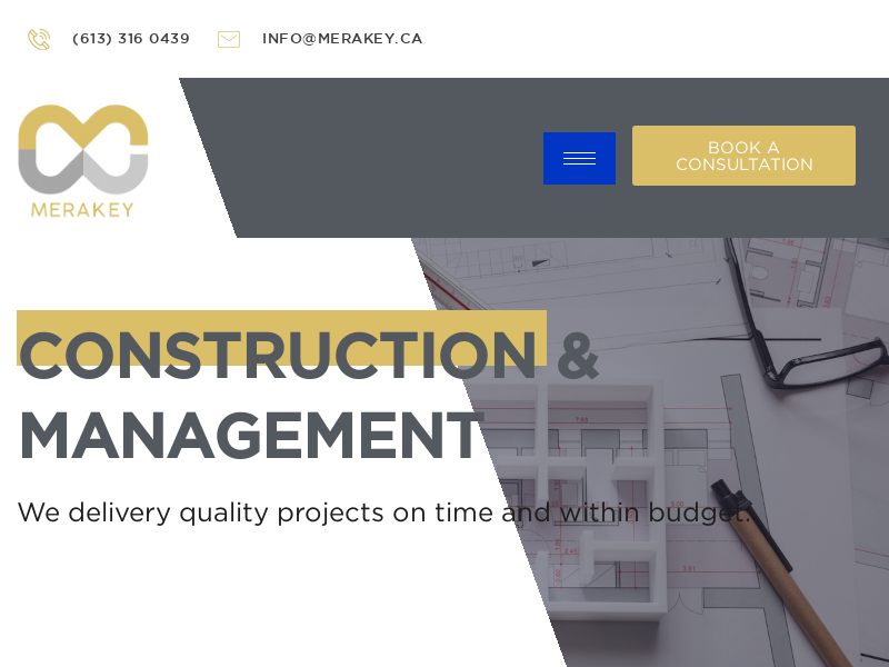 Merakey Construction & Management website screenshot