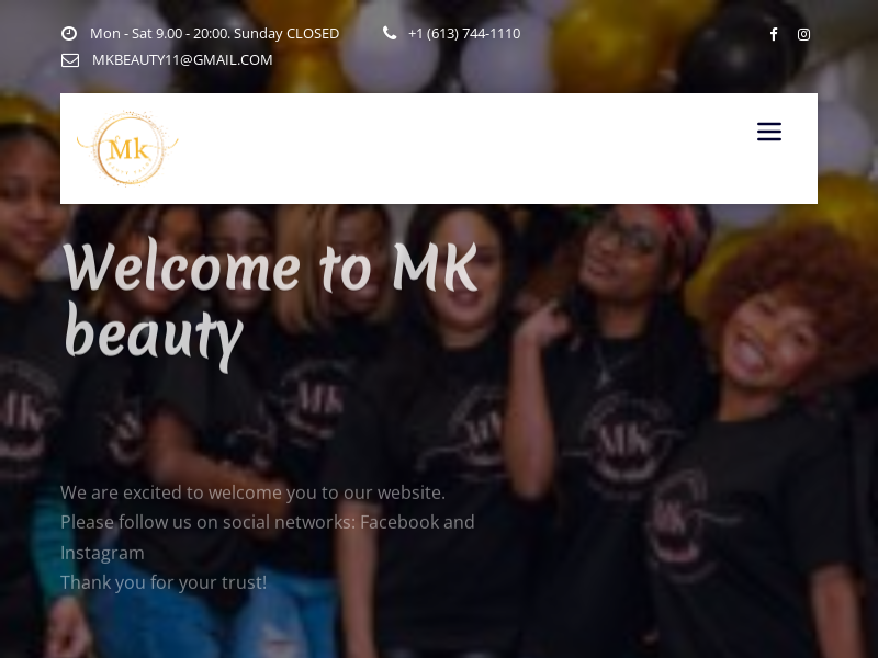 MK Beauty Salon website screenshot