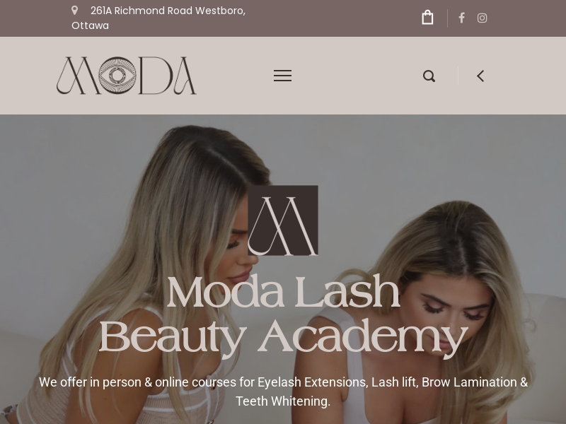 Moda Lash website screenshot