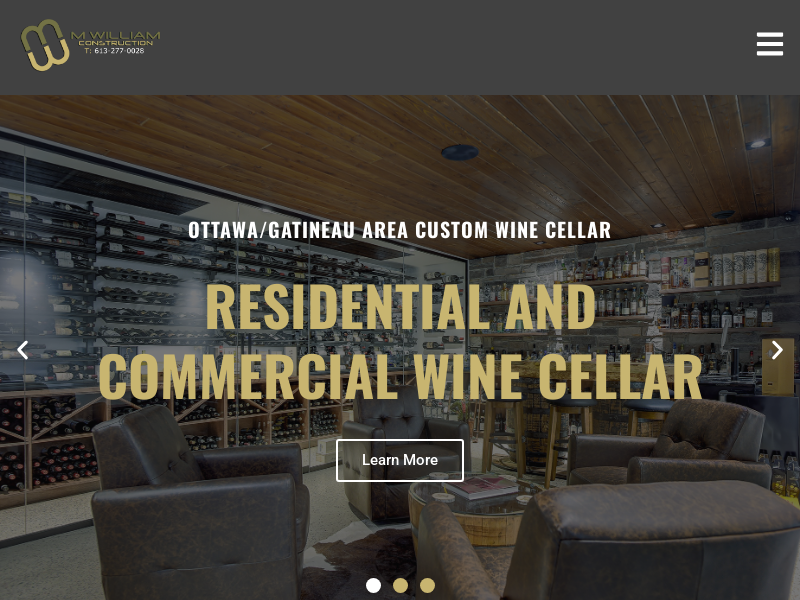 M William Construction website screenshot