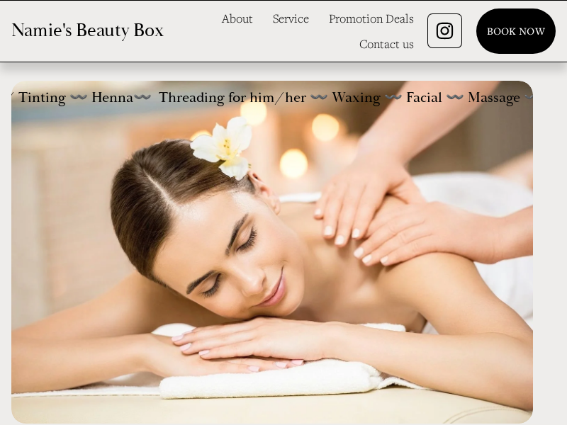 Namie's Beauty Box website screenshot