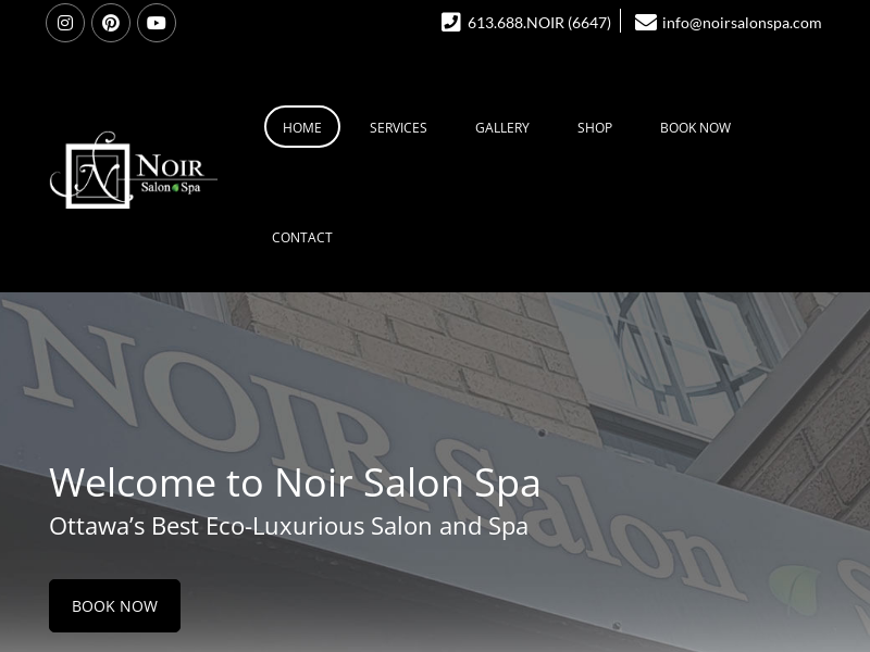 Noir Salon & Spa website screenshot