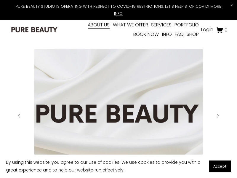 Pure Beauty Studio & Academy website screenshot