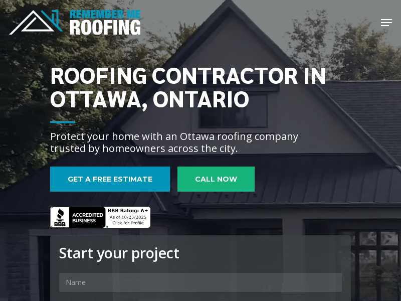 Remember Me Roofing website screenshot