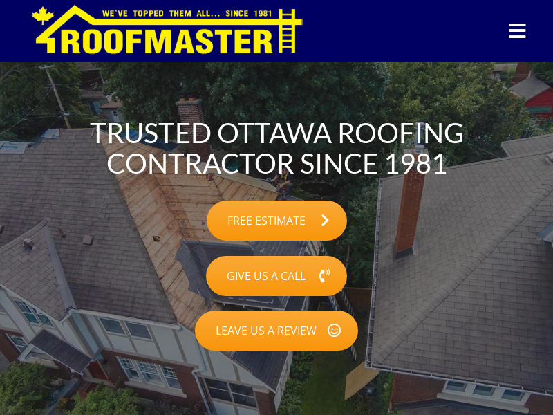 Roofmaster Ottawa Inc. website screenshot