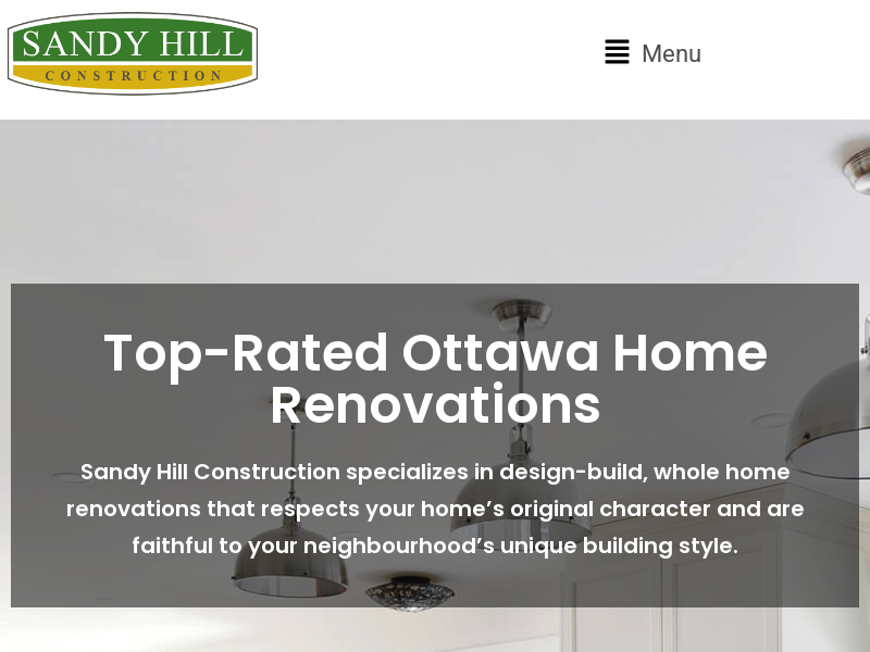 Sandy Hill Construction Ltd - Ottawa Renovation Company website screenshot