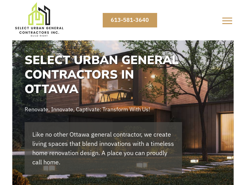 Select Urban General Contractors Inc. website screenshot