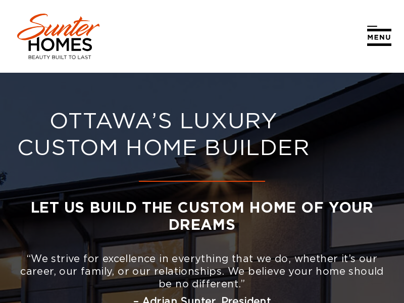 Sunter Homes website screenshot