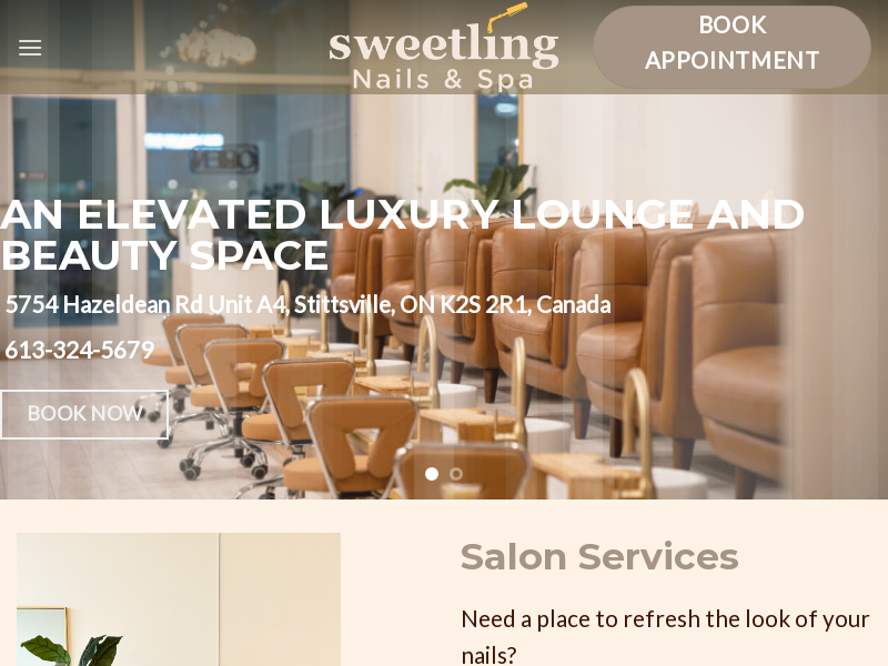 Sweetling Nails & Spa website screenshot