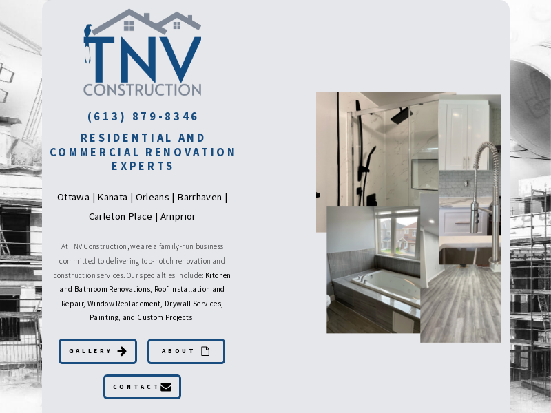 TNV Construction website screenshot