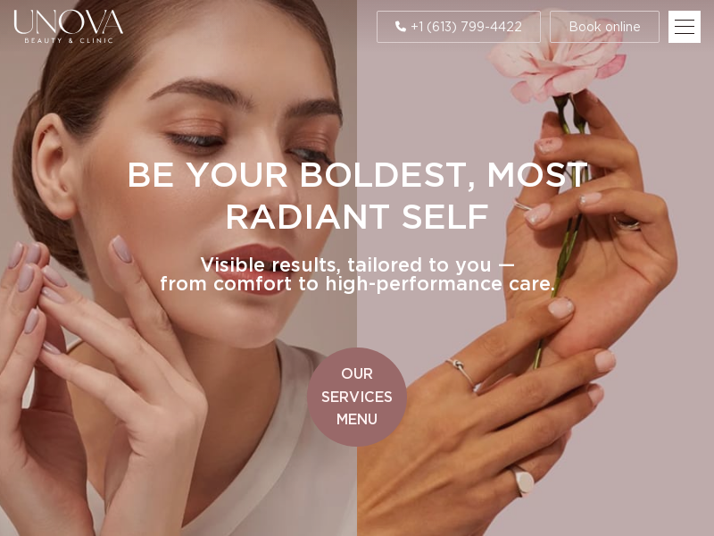 UNOVA Beauty & Clinic website screenshot