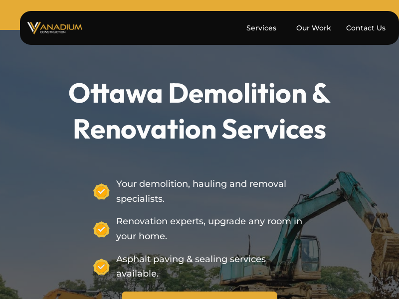 Vanadium Construction website screenshot