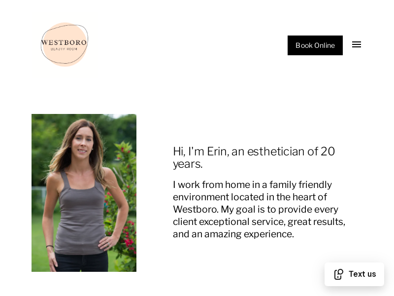 Westboro beauty room website screenshot