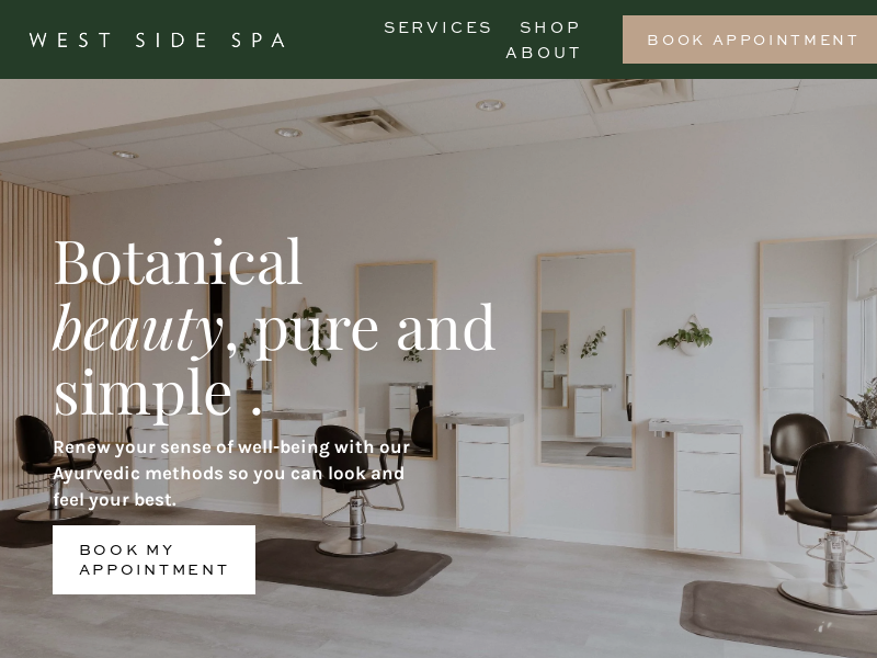 West Side Spa website screenshot