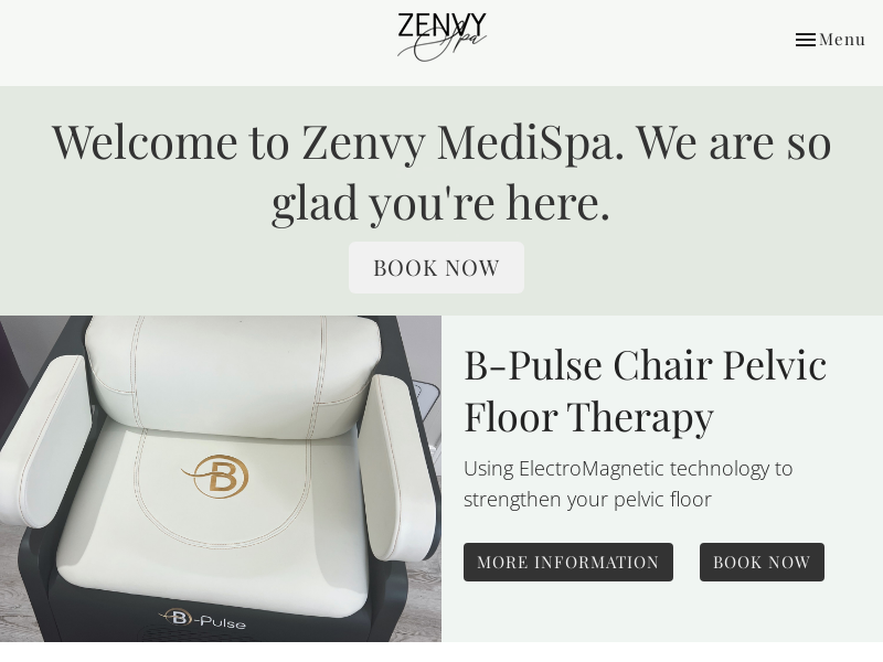 Zenvy Medi Spa website screenshot